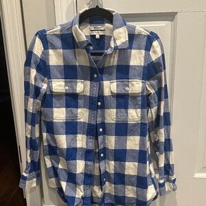 Madewell, Size Small Women’s Blue and White Plaid Flannel Shirt
